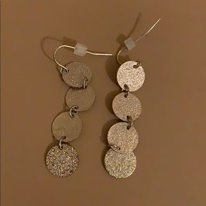Sparkly Gold Circle Dangle Earrings